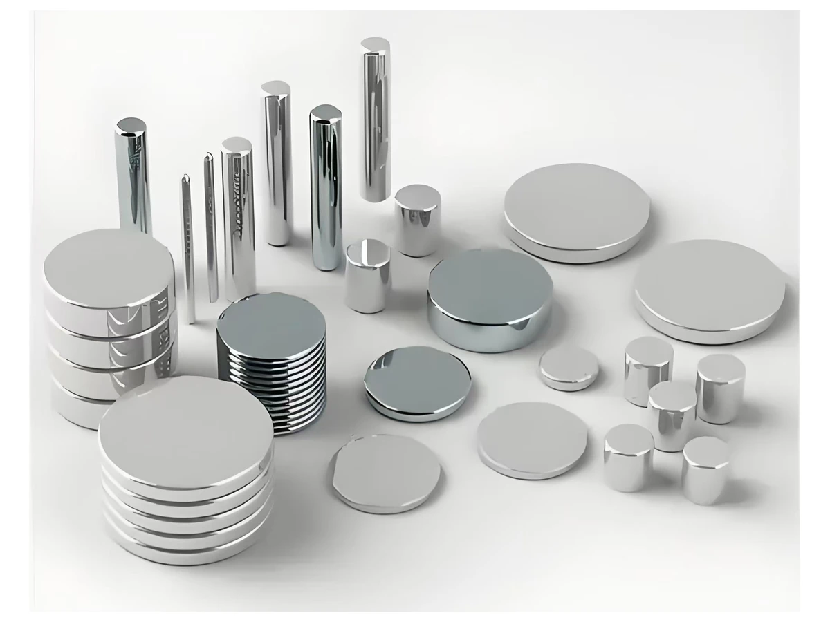 Silver neodymium disc and cylinder magnets